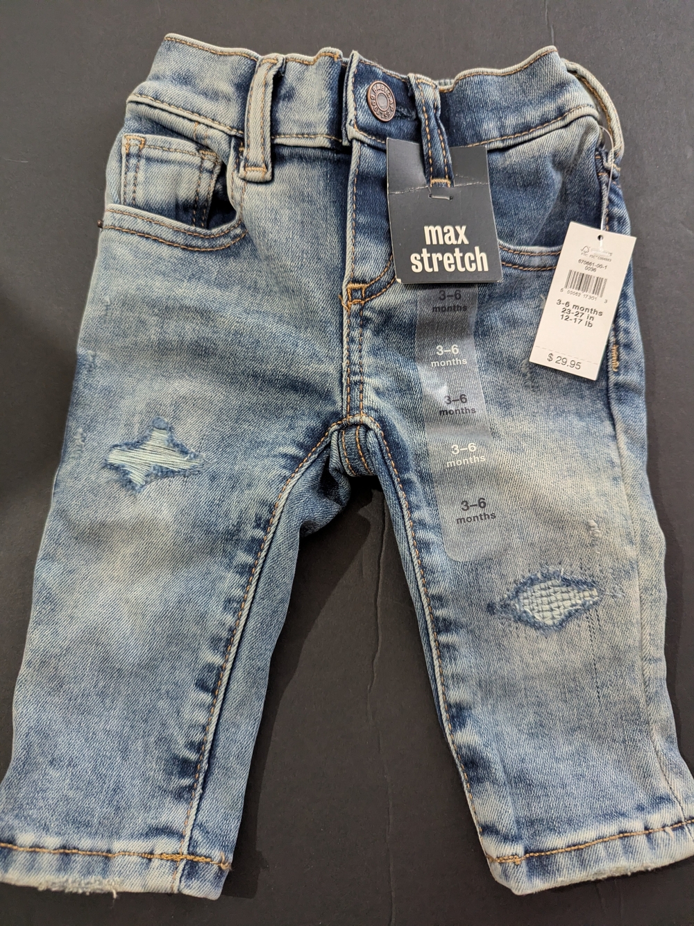 Gap Max Stretch Light Blue Distressed Baby Jeans 3-6